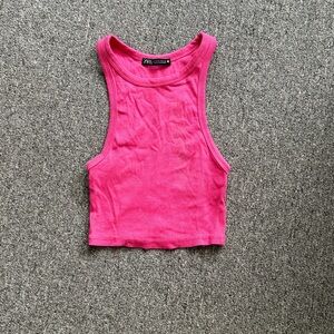 Zara Bright Pink Ribbed Top